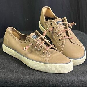 🛥️ Sperry Top-Sides Women’s 8.5M Memory Foam Lace Up Tan Leather Boating Shoes